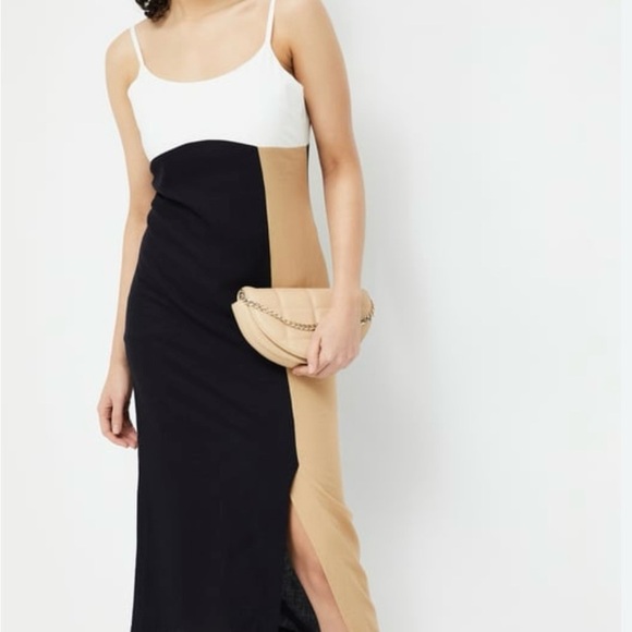 Zara Womens Color Block Midi Slip Dress Small Linen Summer Occasion Boho Preppy - Picture 2 of 16